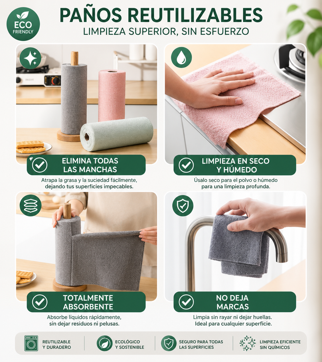 Rollo de paños de microfibra