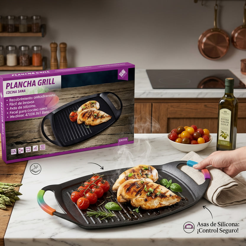 Plancha Grill De Inducción 47 cm Con Revestimiento De Piedra