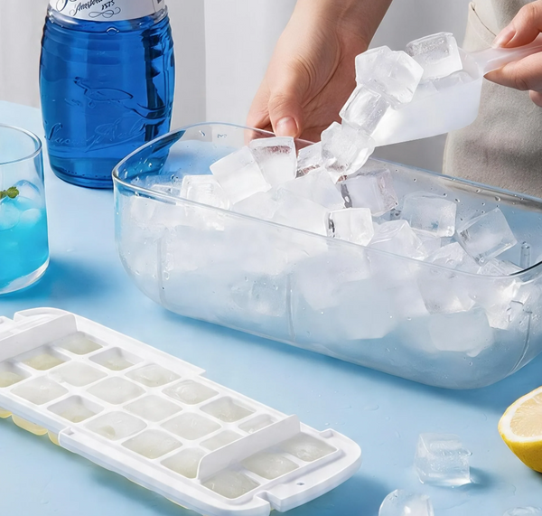 Máquina para hacer cubitos de hielo 2 en 1 con bandeja y tapa