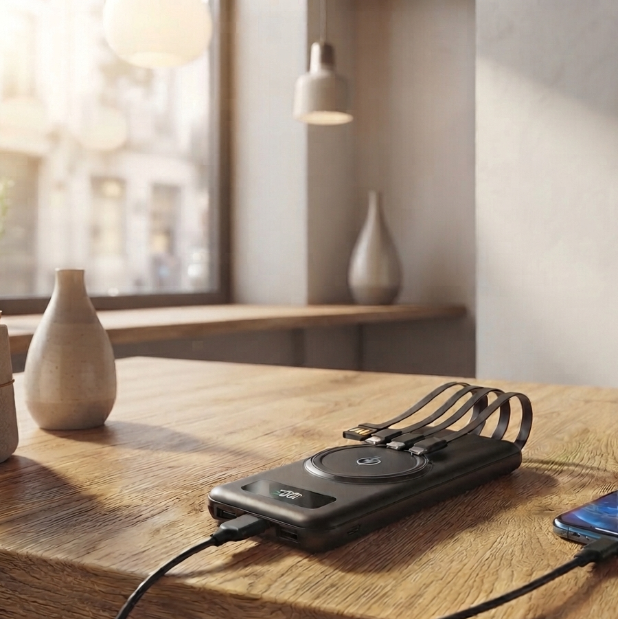 Powerbank carga inalámbrico y cables