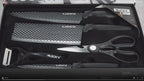 Juego de cuchillos de cocina 6 piezas con pelador y tijeras – Accesorios de cocina negro afilado