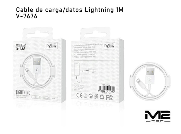 Cable USB-A a Lightning  3.0A 100cm, M2 TEC