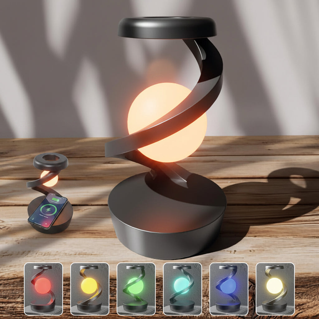 Lámpara de Luna LED con bola levitante 3D con cargador de teléfono inalámbrico