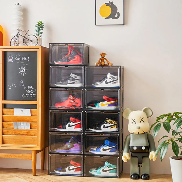 Cajas para sneakers  4 unidades, plegable, para tallas de hasta 46 MAGNÉTICO TRASLUCIDO