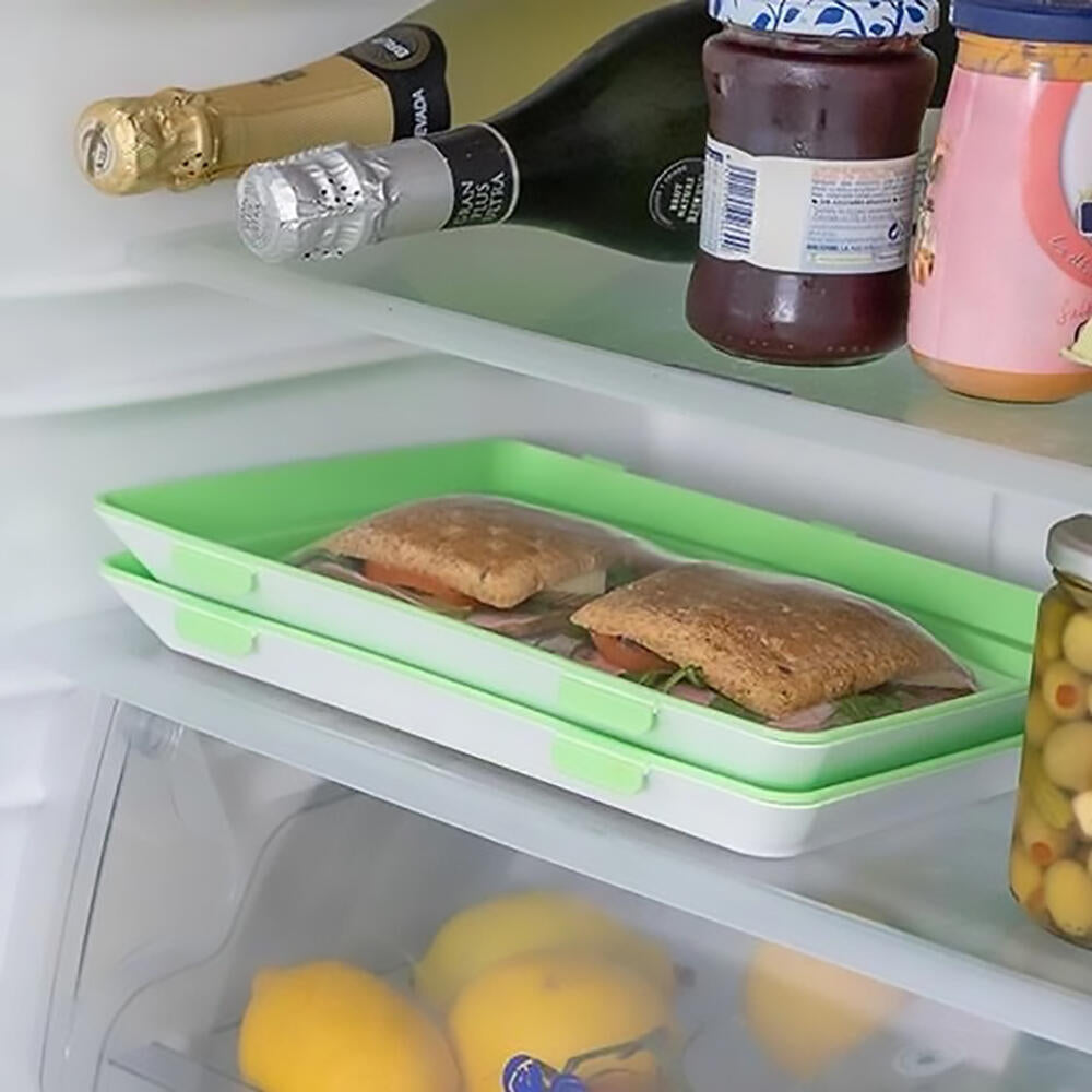 Pack 3 Bandejas Apilables con Tapa Flexible Hermética | Conservación de Alimentos Frescos Reutilizable
