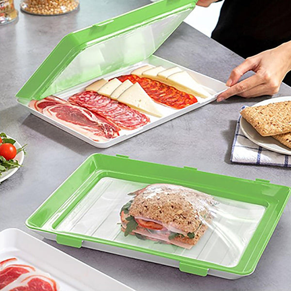 Pack 3 Bandejas Apilables con Tapa Flexible Hermética | Conservación de Alimentos Frescos Reutilizable